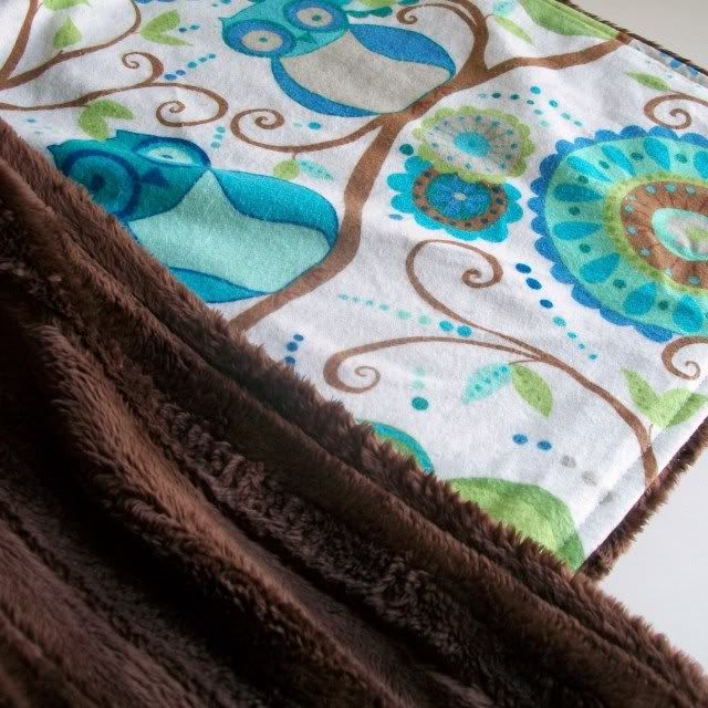minkee owl blankie
