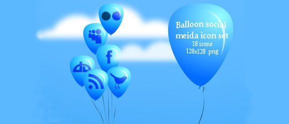 Balloon Social Media Icon Set Balloon Social Media Icon Set