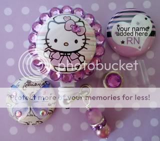 IN 1 HELLO KITTY NURSE BLING ID REEL BADGE HOLDER  