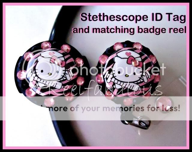 Hello Kitty Nurse Badge Reel and Stethoscope ID Tag Combo Set