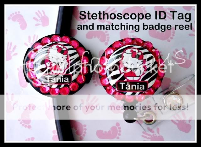 LABOR AND DELIVERY HELLO KITTY Badge Reel and Stethoscope ID Tag Combo 