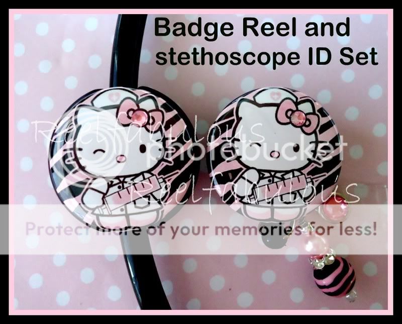 Hello Kitty Nurse Badge Reel and Stethoscope ID Tag Combo Set  