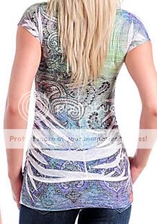 New Paisley SUBLIMATION Burnout RHINESTONE Top CHOOSE Small Medium 