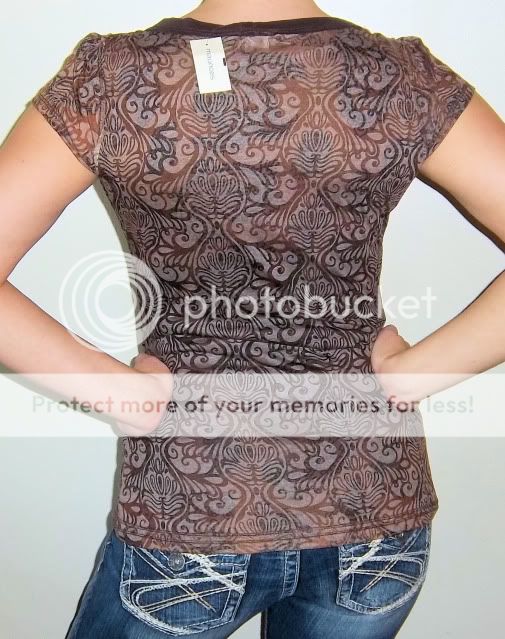 NWT $20 Pricetag MAURICES Brown SWIRL Burnout Top T SHIRT Medium M 